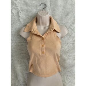 Abercrombie & Fitch Collared Ribbed Knit Sleeveless Polo Size Small